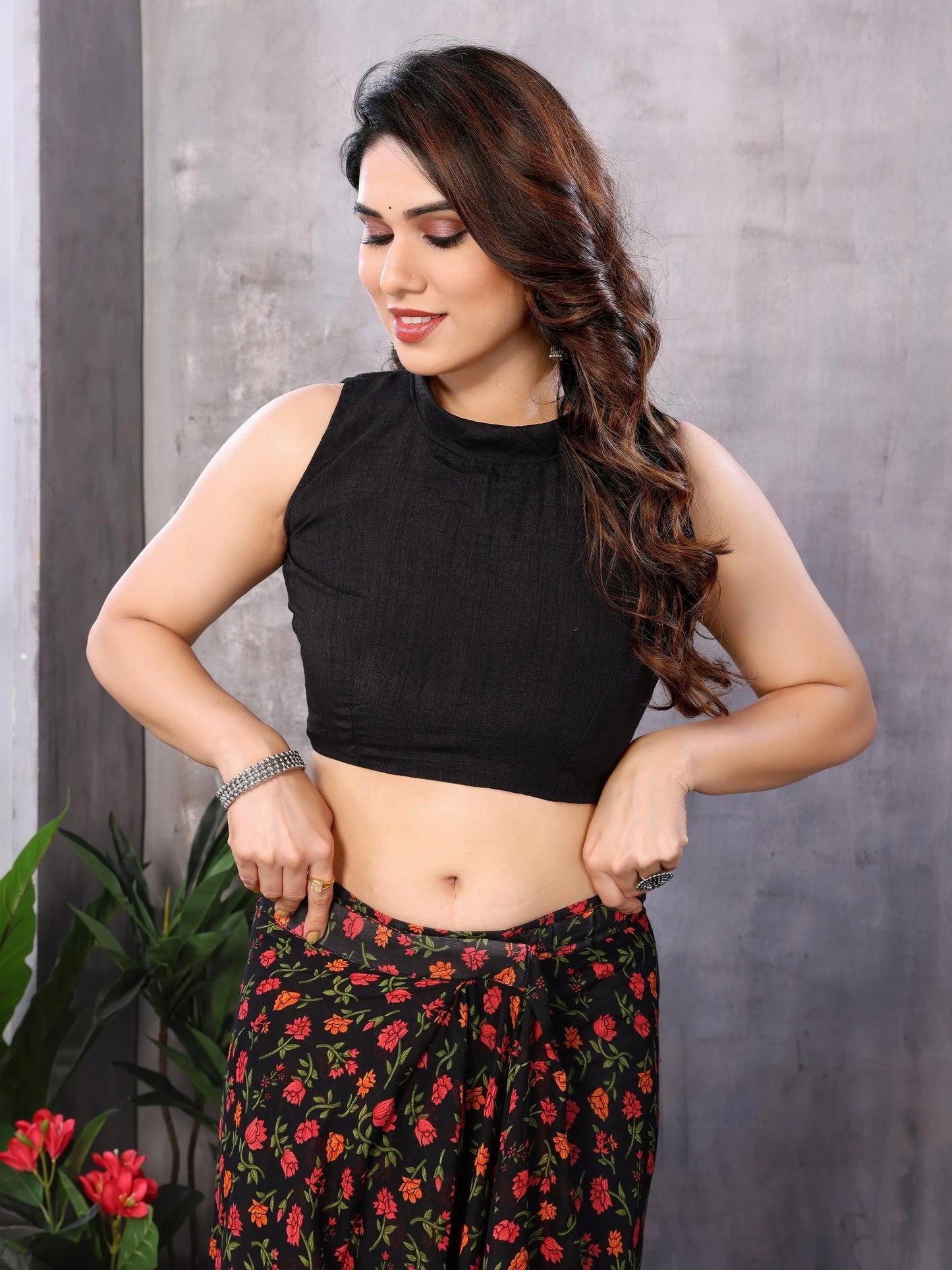 Black Printed Ready-to-Wear Saree  378