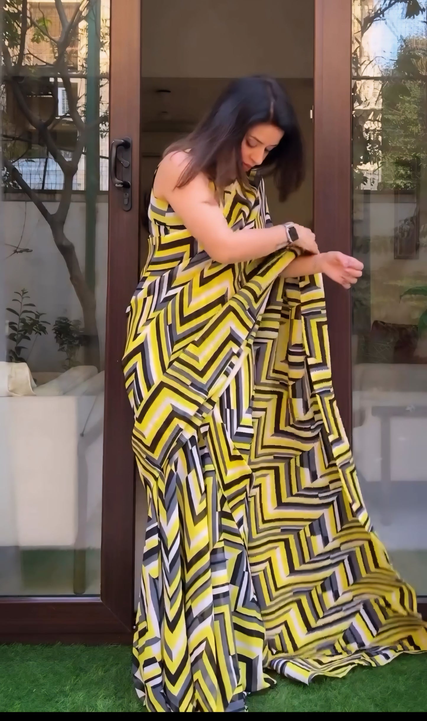 Yellow Premium Ready-to-Wear Jumpsuit Saree 299
