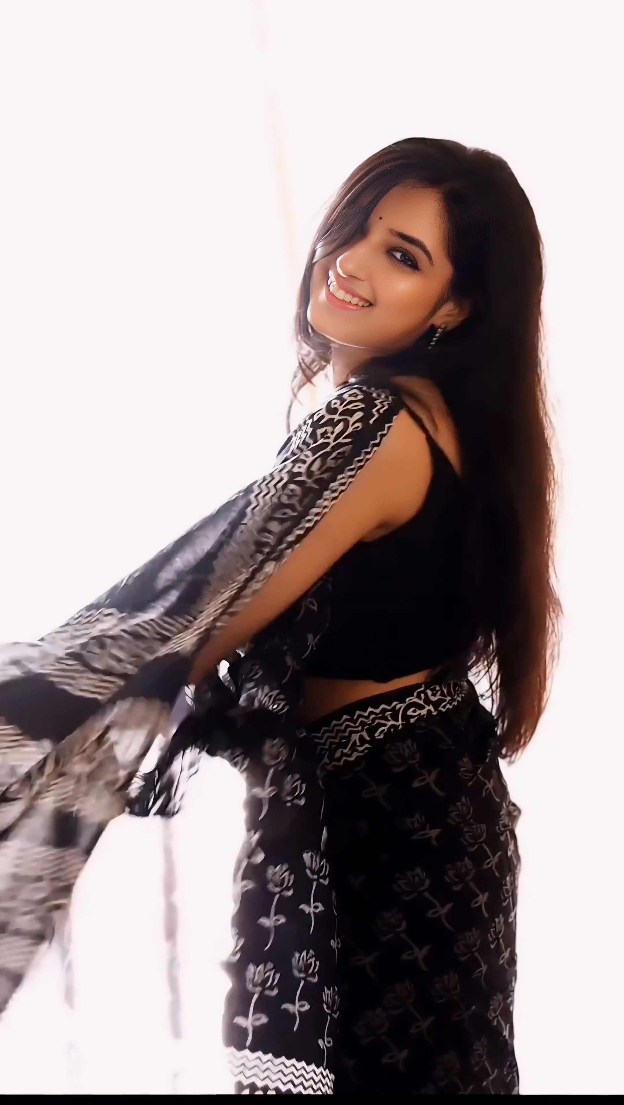 Black Cotton Ready-to-Wear Saree 321