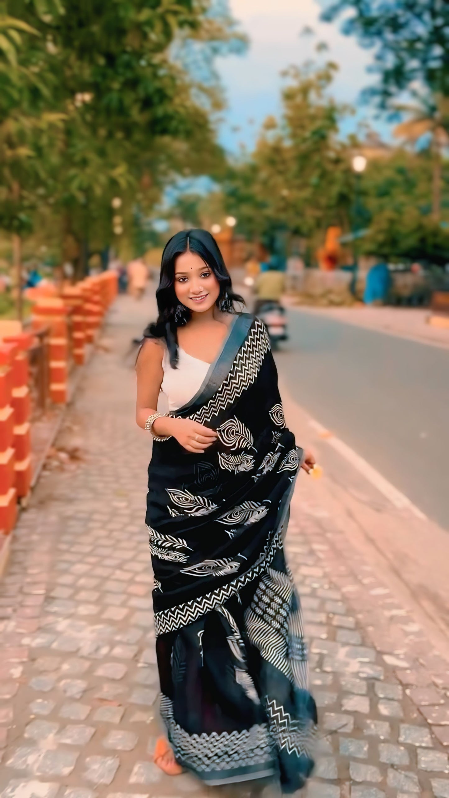 Black Cotton Ready-to-Wear Saree 391