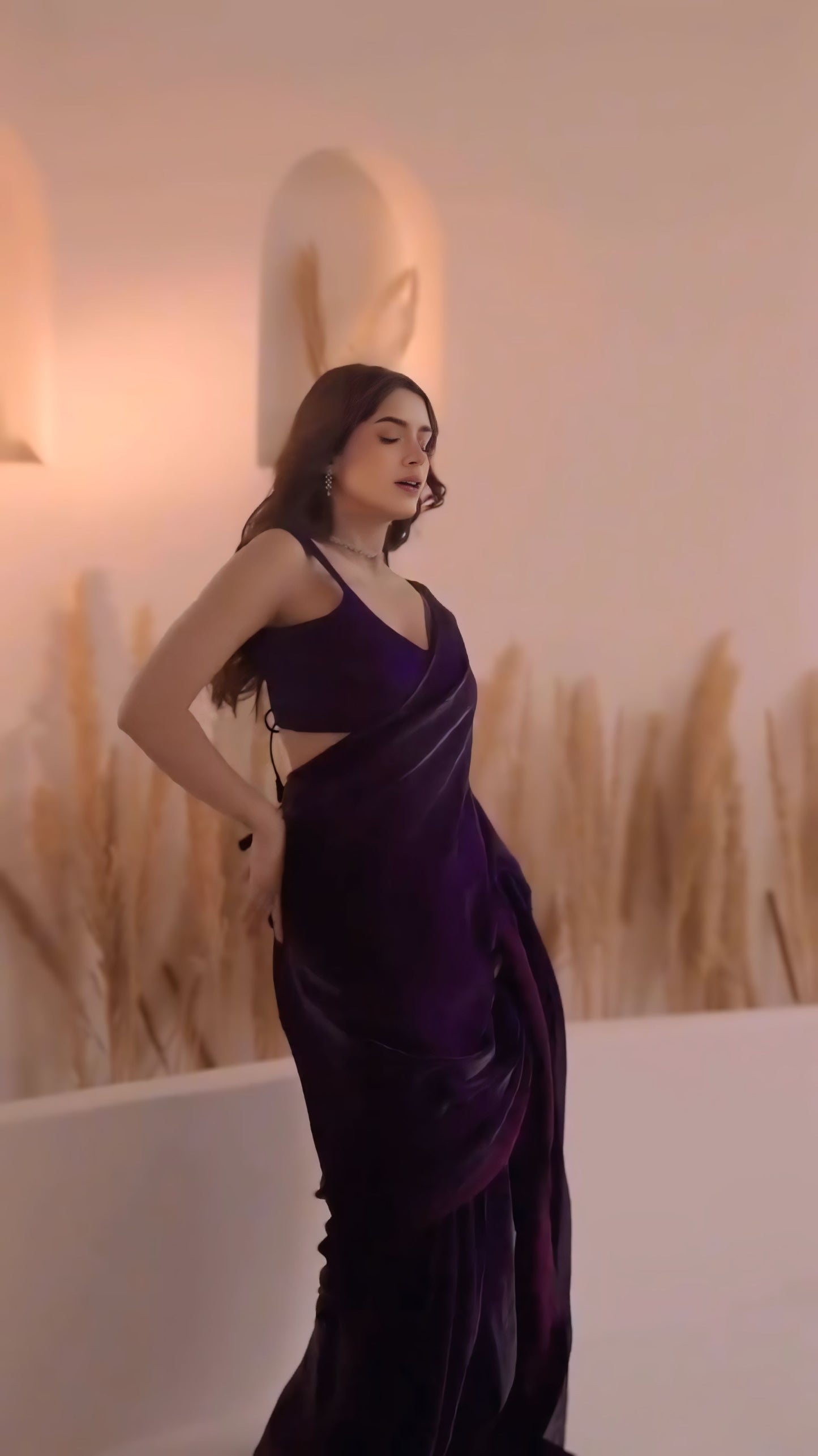 Purple premium Ready-to-Wear Saree 418