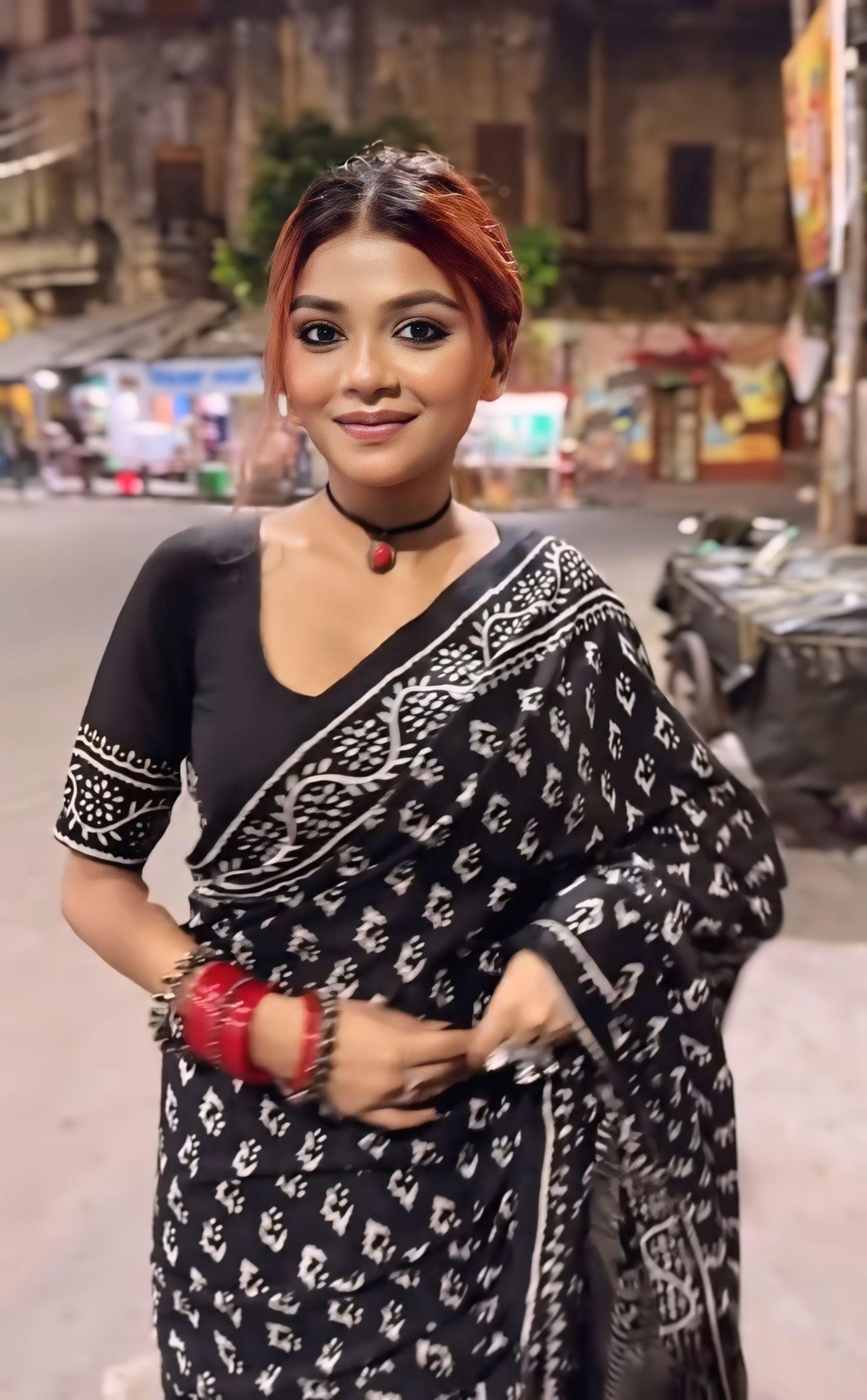 Black Cotton Ready-to-Wear Saree 431