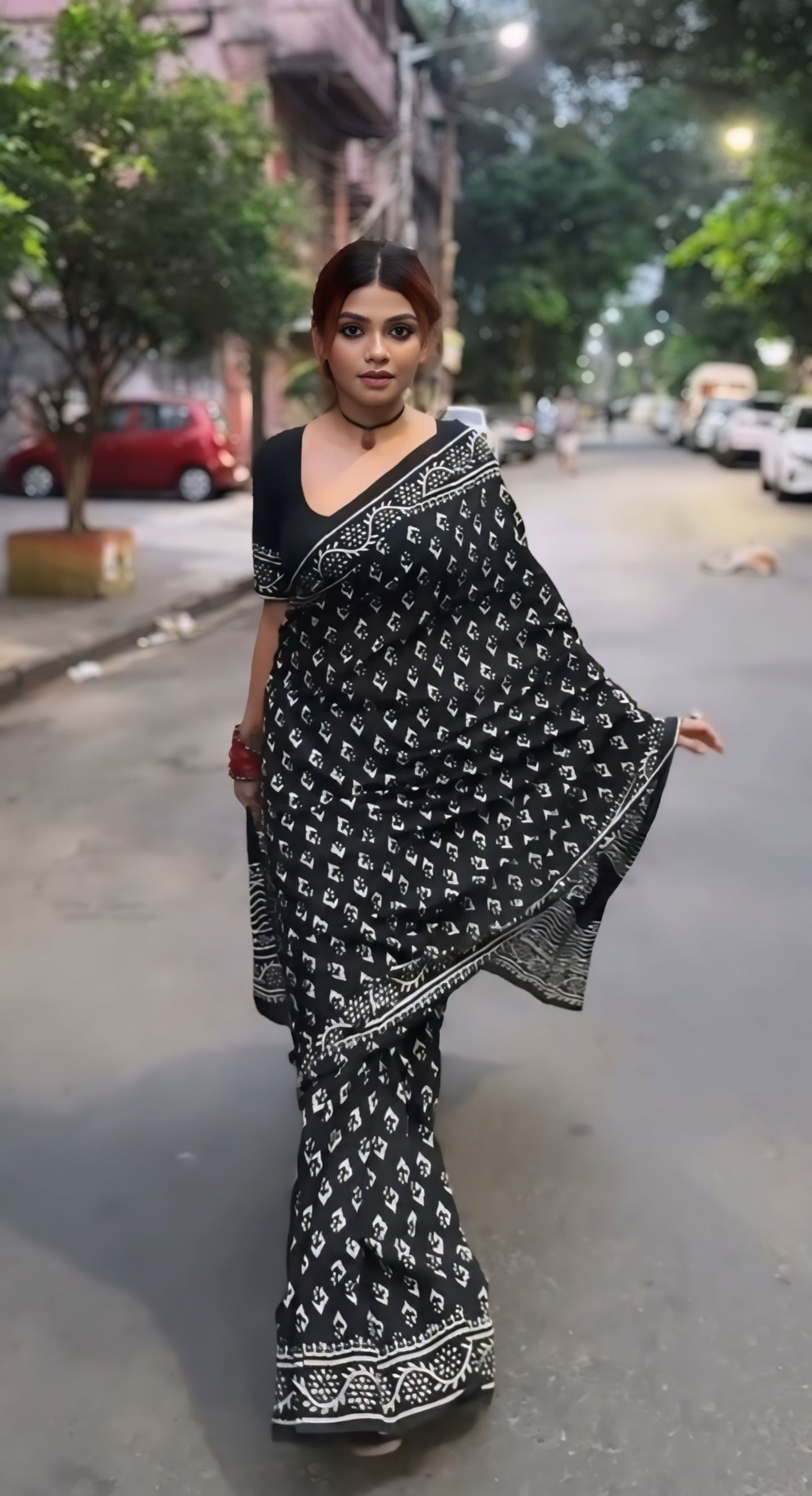 Black Cotton Ready-to-Wear Saree 431