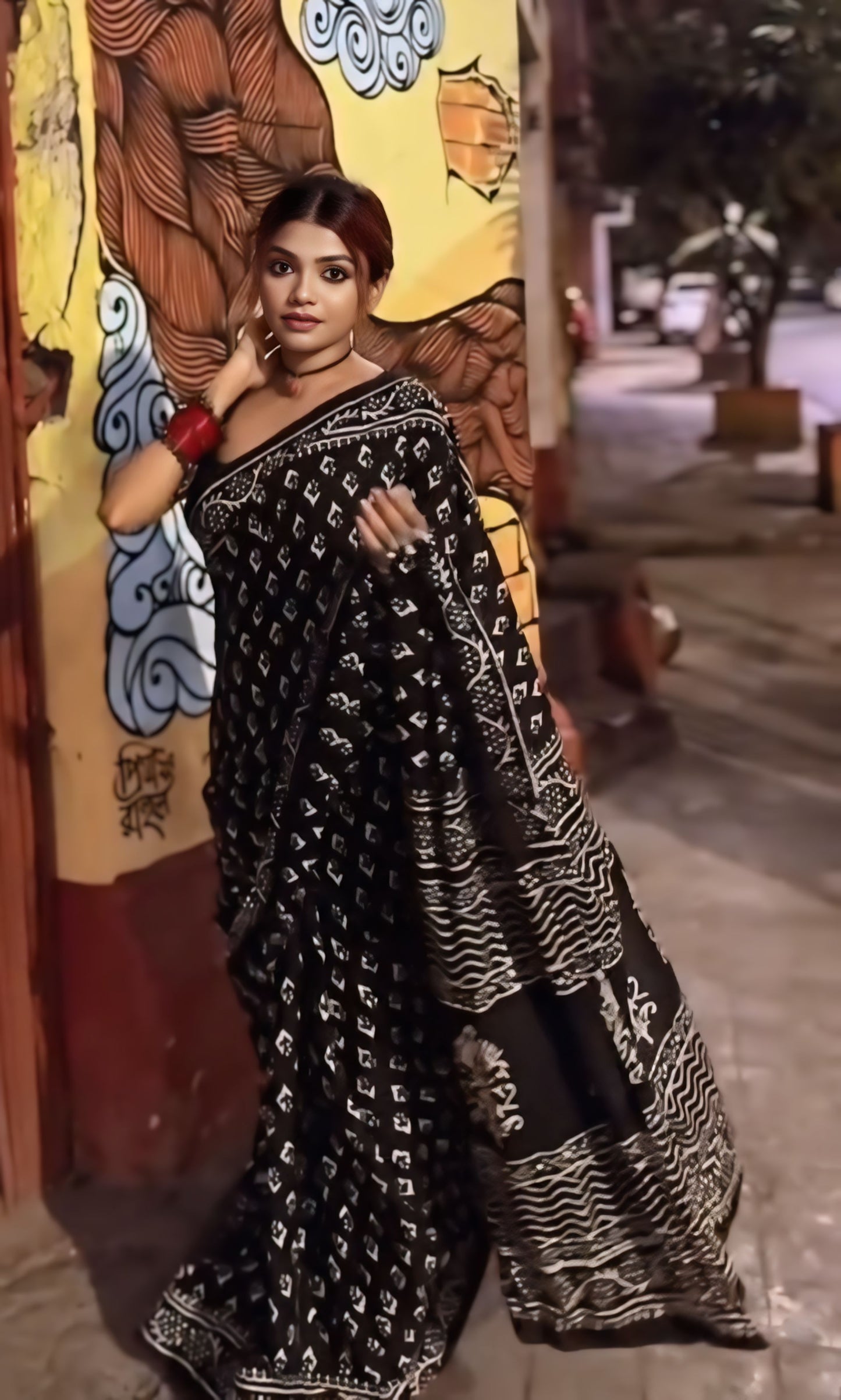 Black Cotton Ready-to-Wear Saree 431