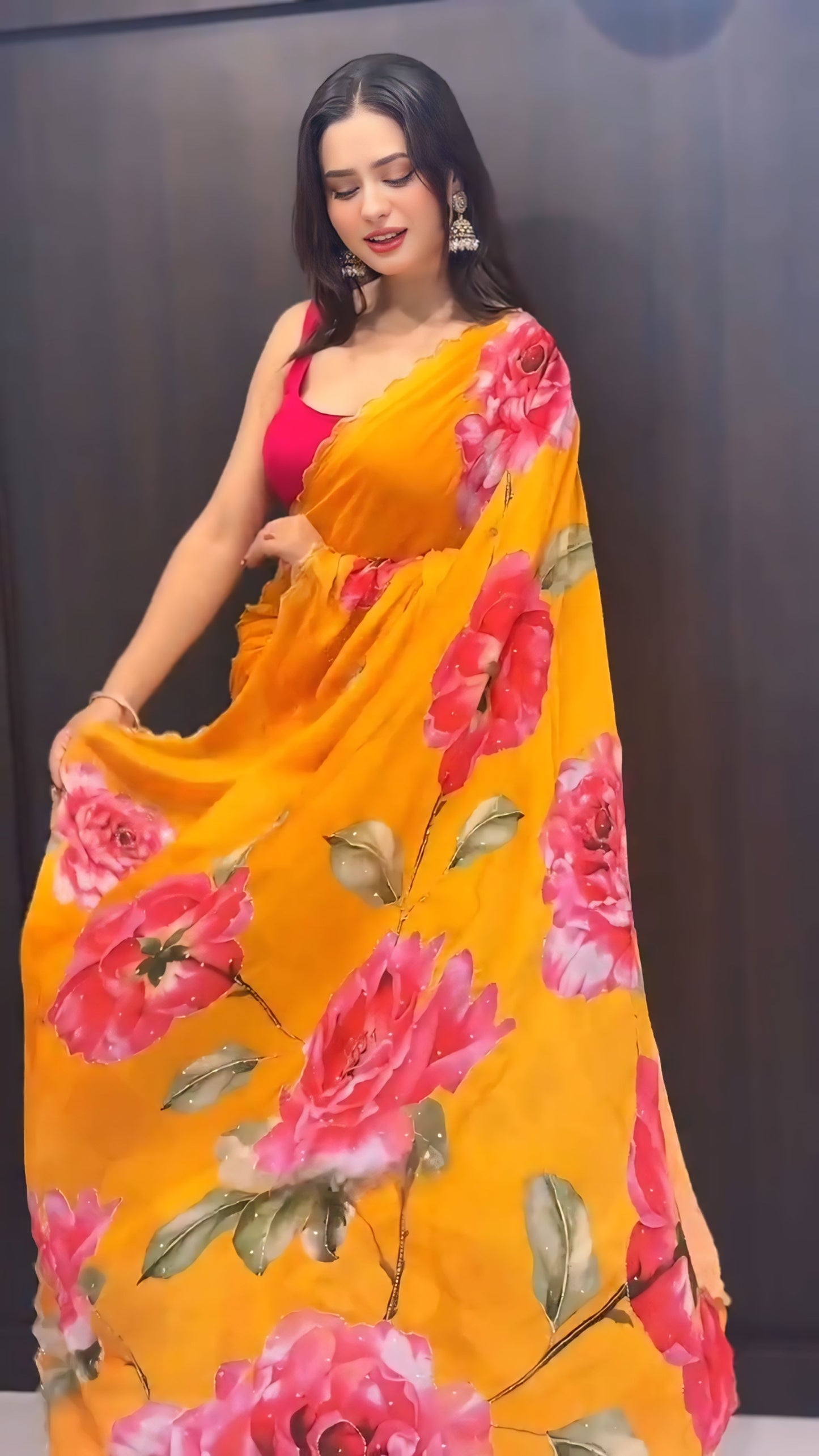 Yellow premium Ready-to-Wear Saree 436