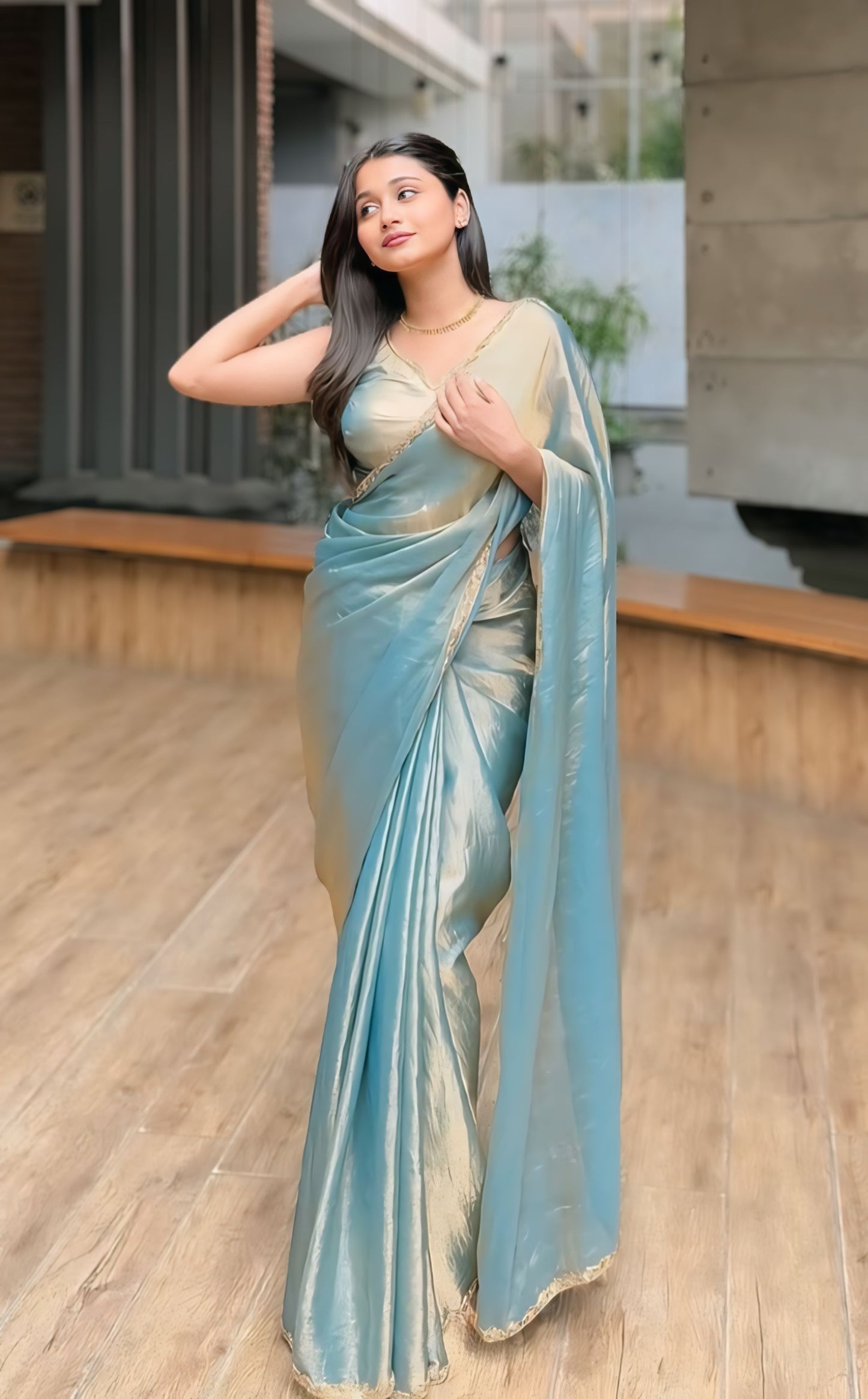 Blue Shaded Ready-to-Wear Saree 376
