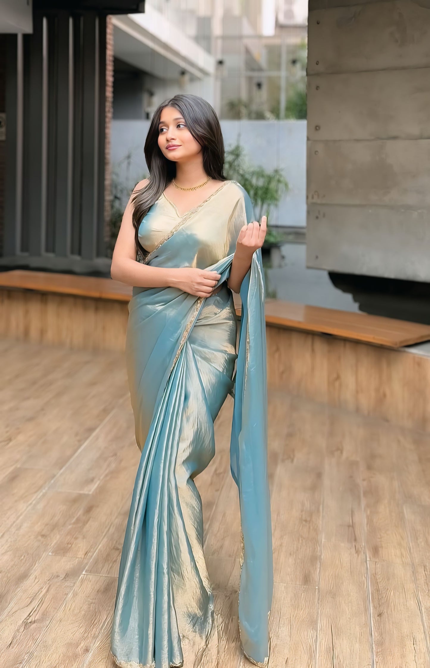 Blue Shaded Ready-to-Wear Saree 376