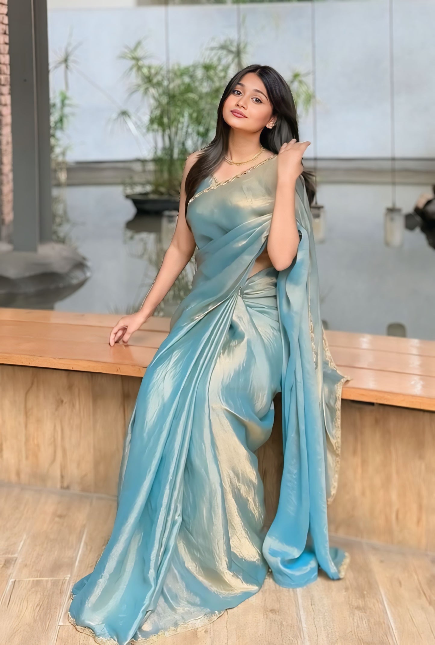Blue Shaded Ready-to-Wear Saree 376