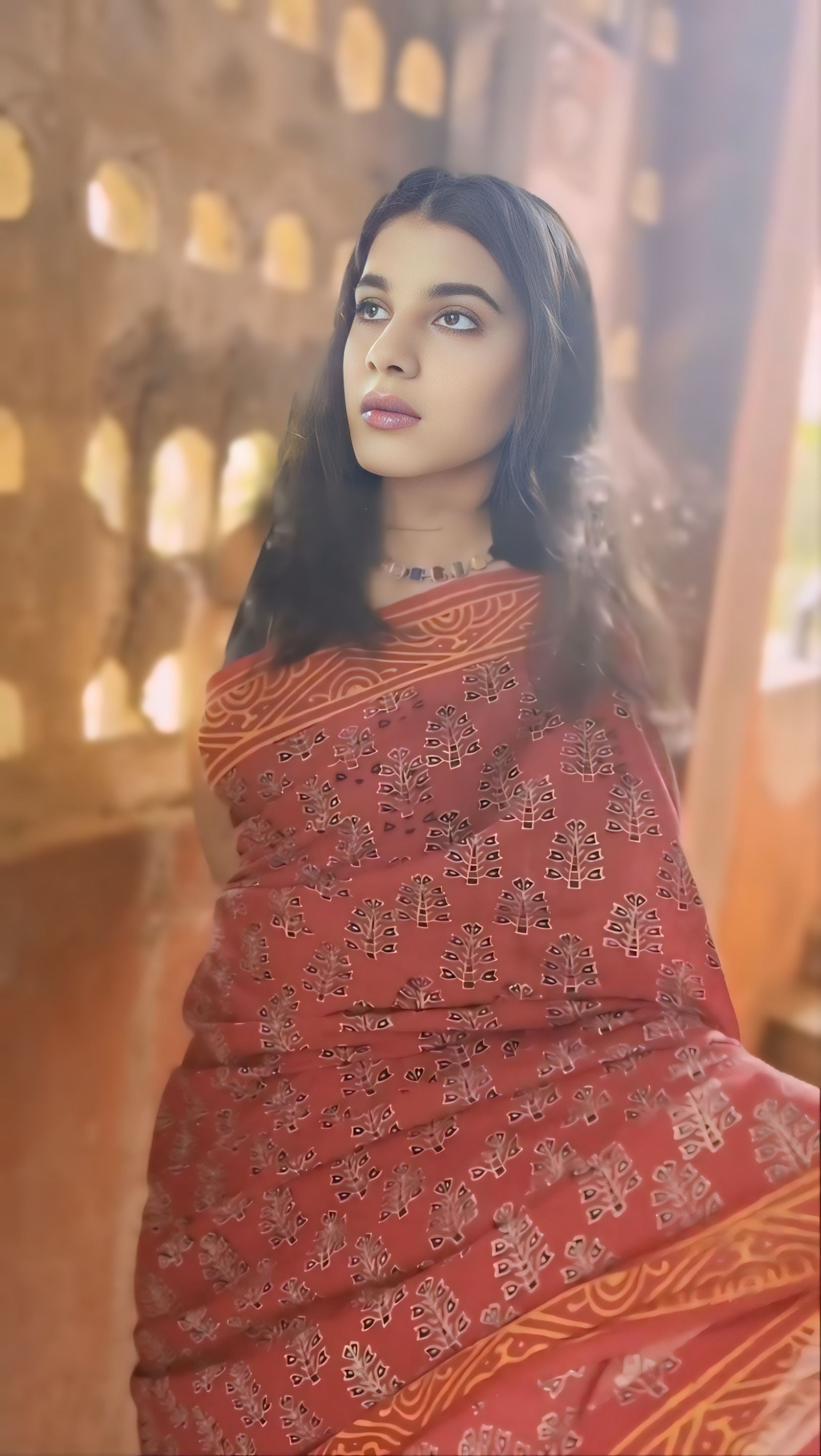 Red Cotton Ready-to-Wear Saree 454