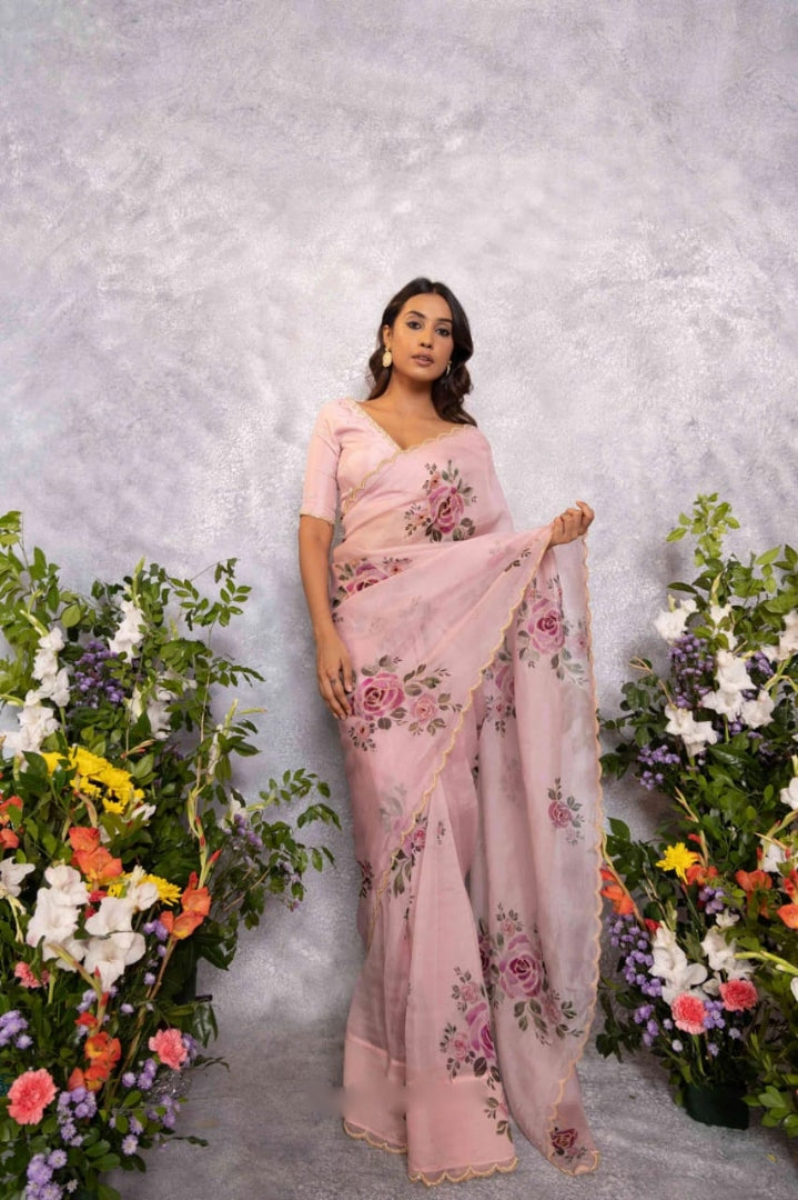 Off White Floral Premium Ready-to-Wear Saree 364