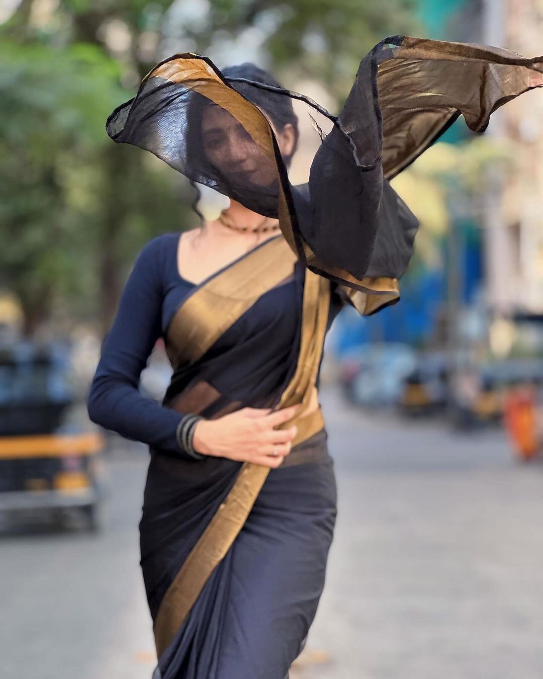 Black finish Ready-to-Wear Saree 207