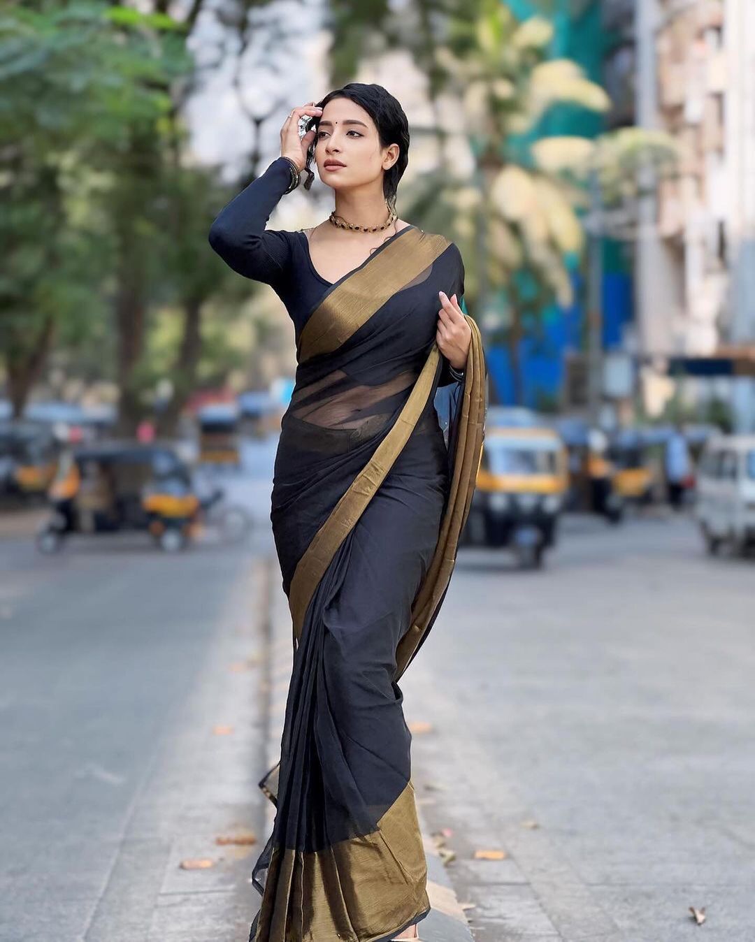 Black finish Ready-to-Wear Saree 207