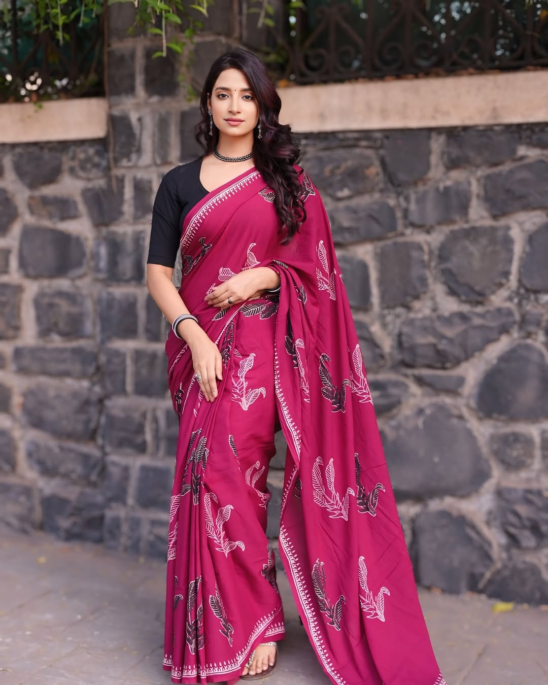Red Cotton Ready-to-Wear Saree 457