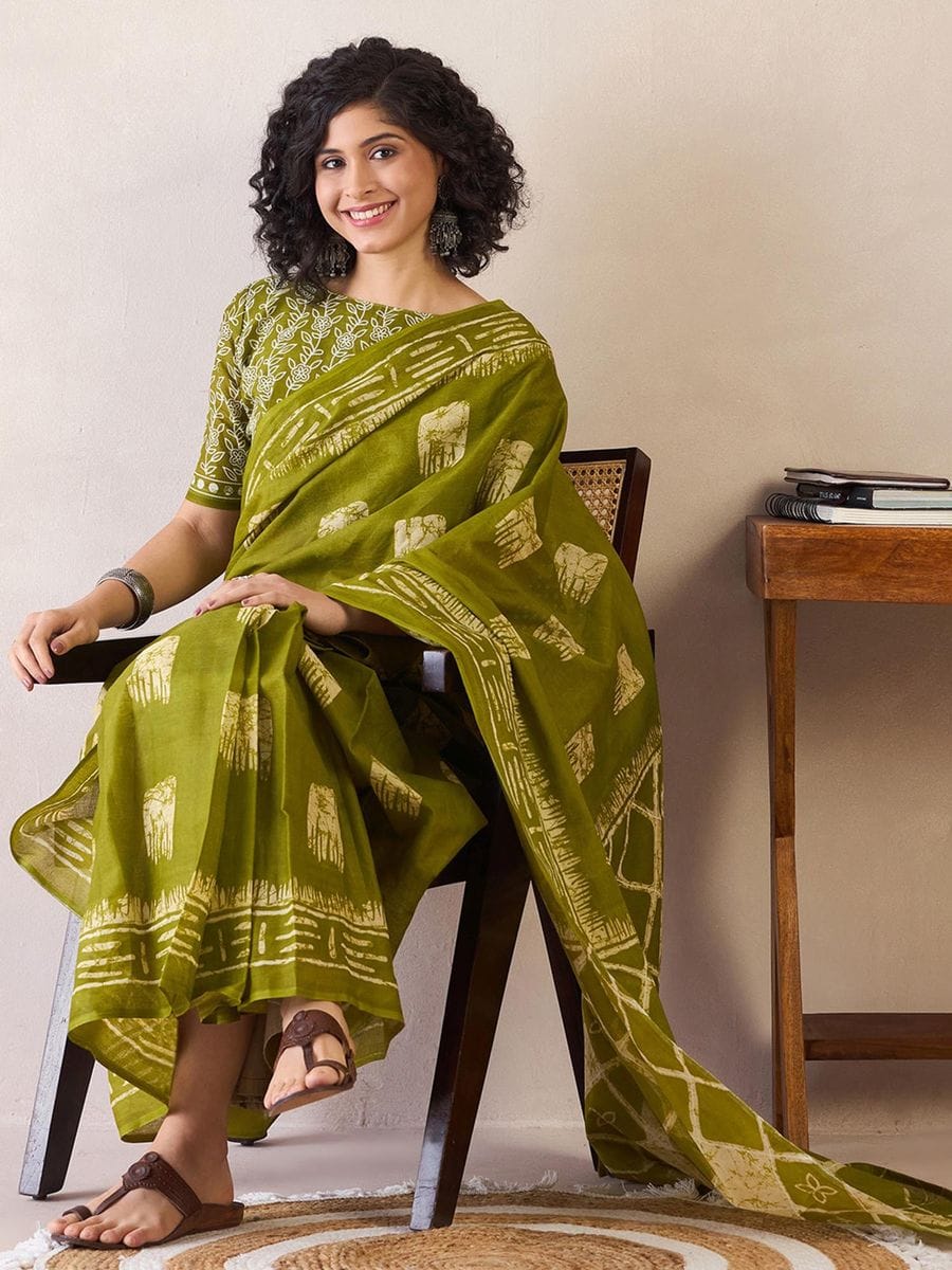Green Cotton Ready-to-Wear Saree 469