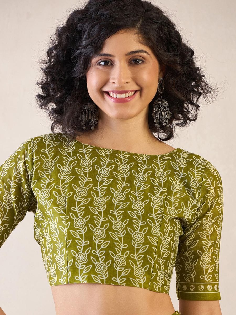 Green Cotton Ready-to-Wear Saree 469