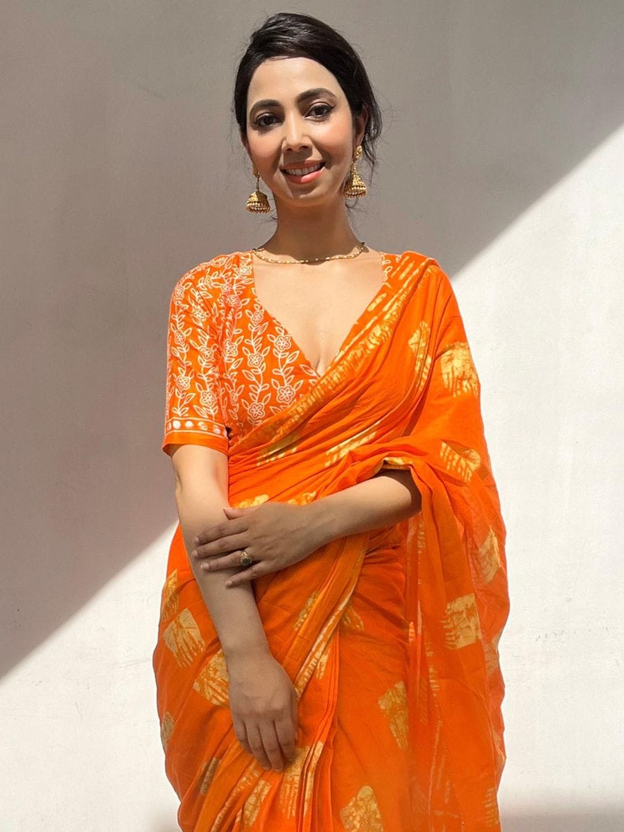 Orange Cotton Ready-to-Wear Saree 469