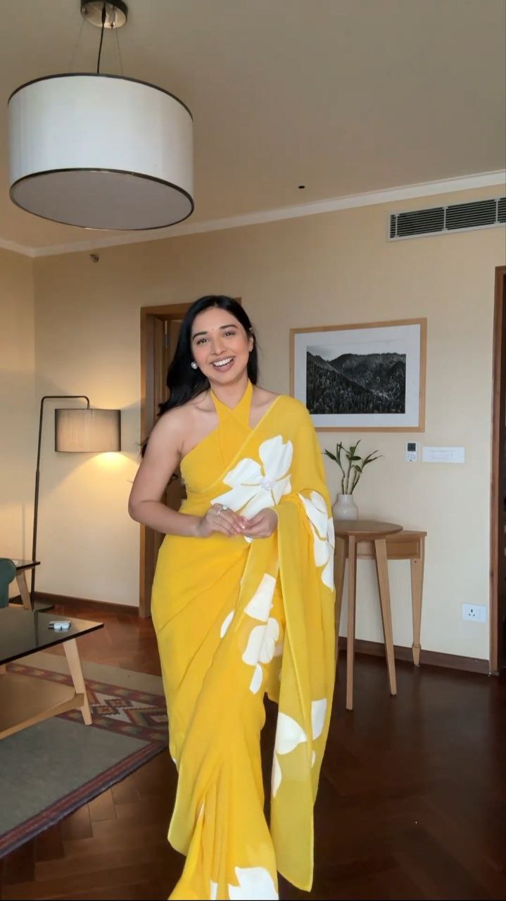 Yellow Printed Ready-to-Wear Saree 264