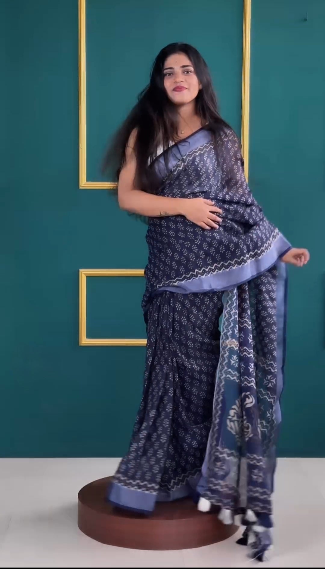 Blue Cotton Ready-to-Wear Saree 335
