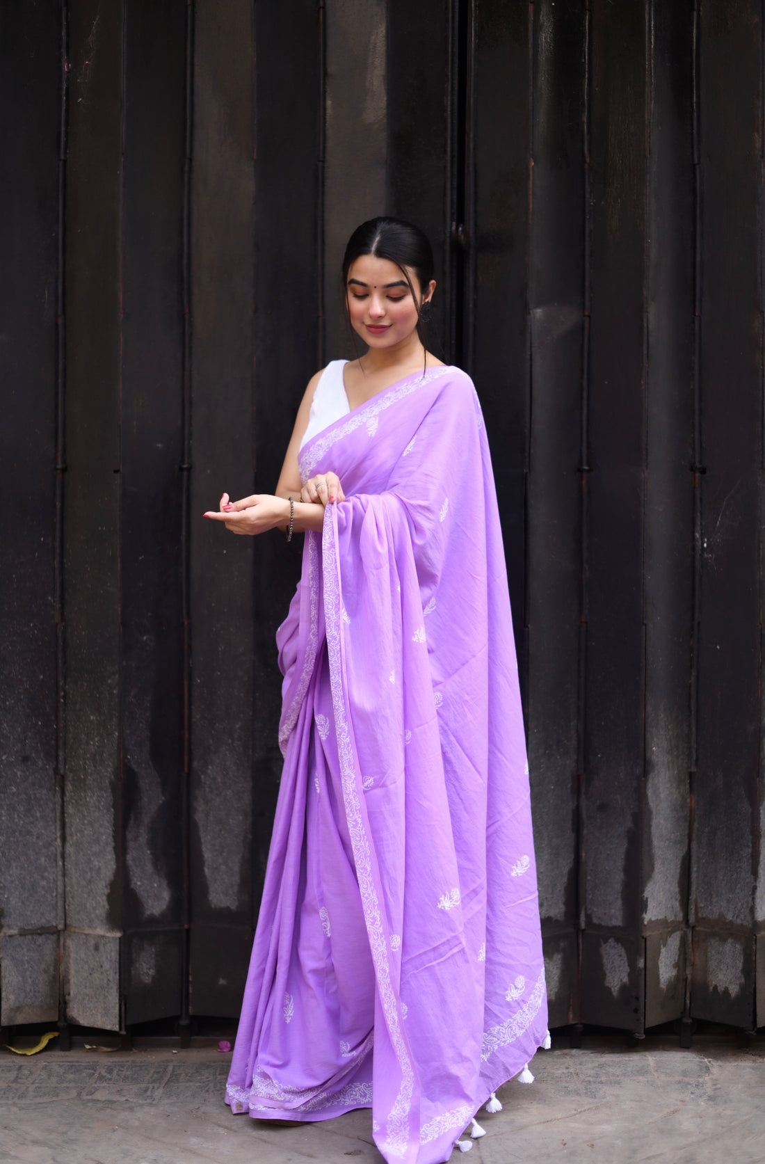 Purple Cotton Ready-to-Wear Saree 450