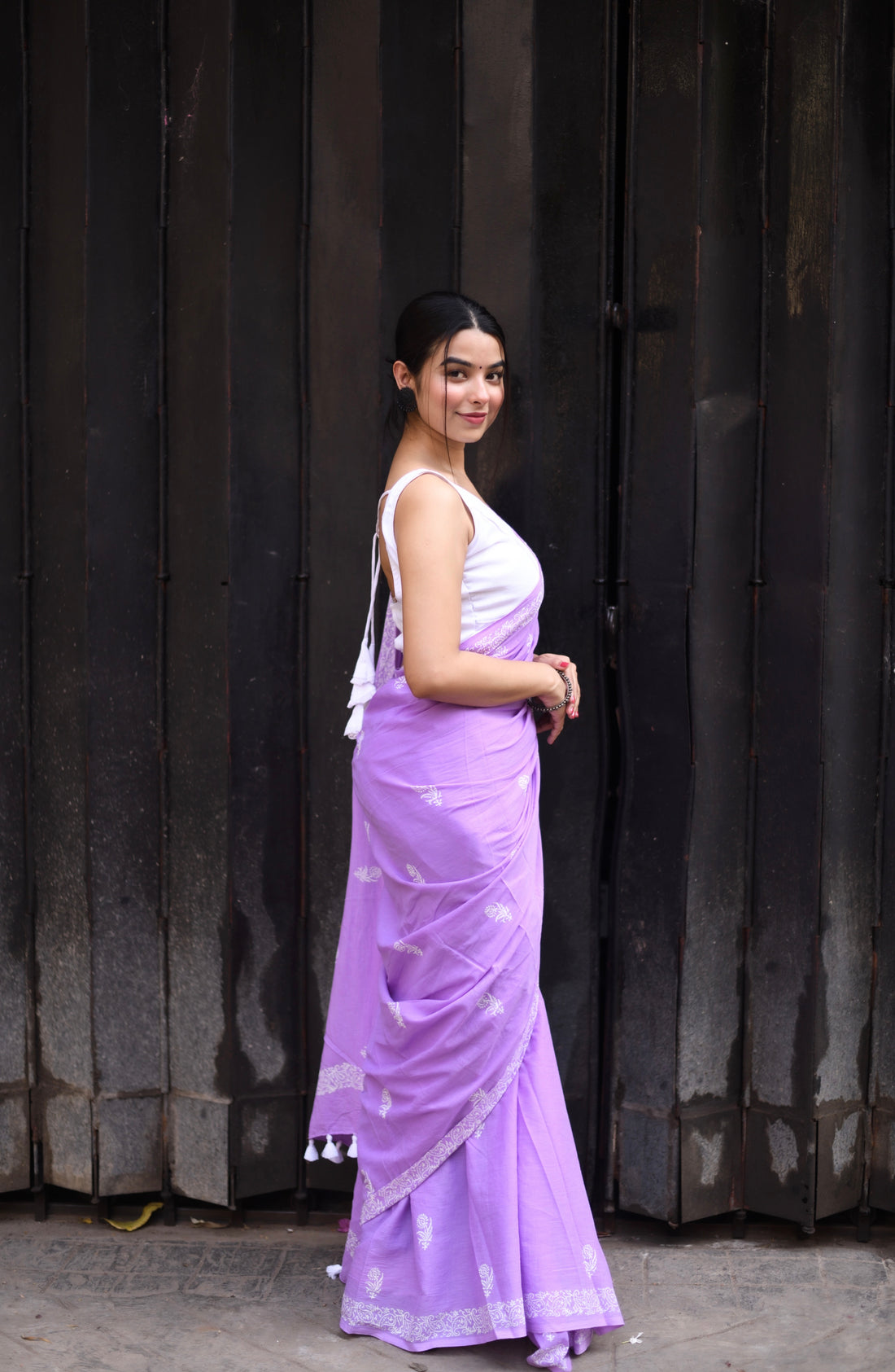 Purple Cotton Ready-to-Wear Saree 450