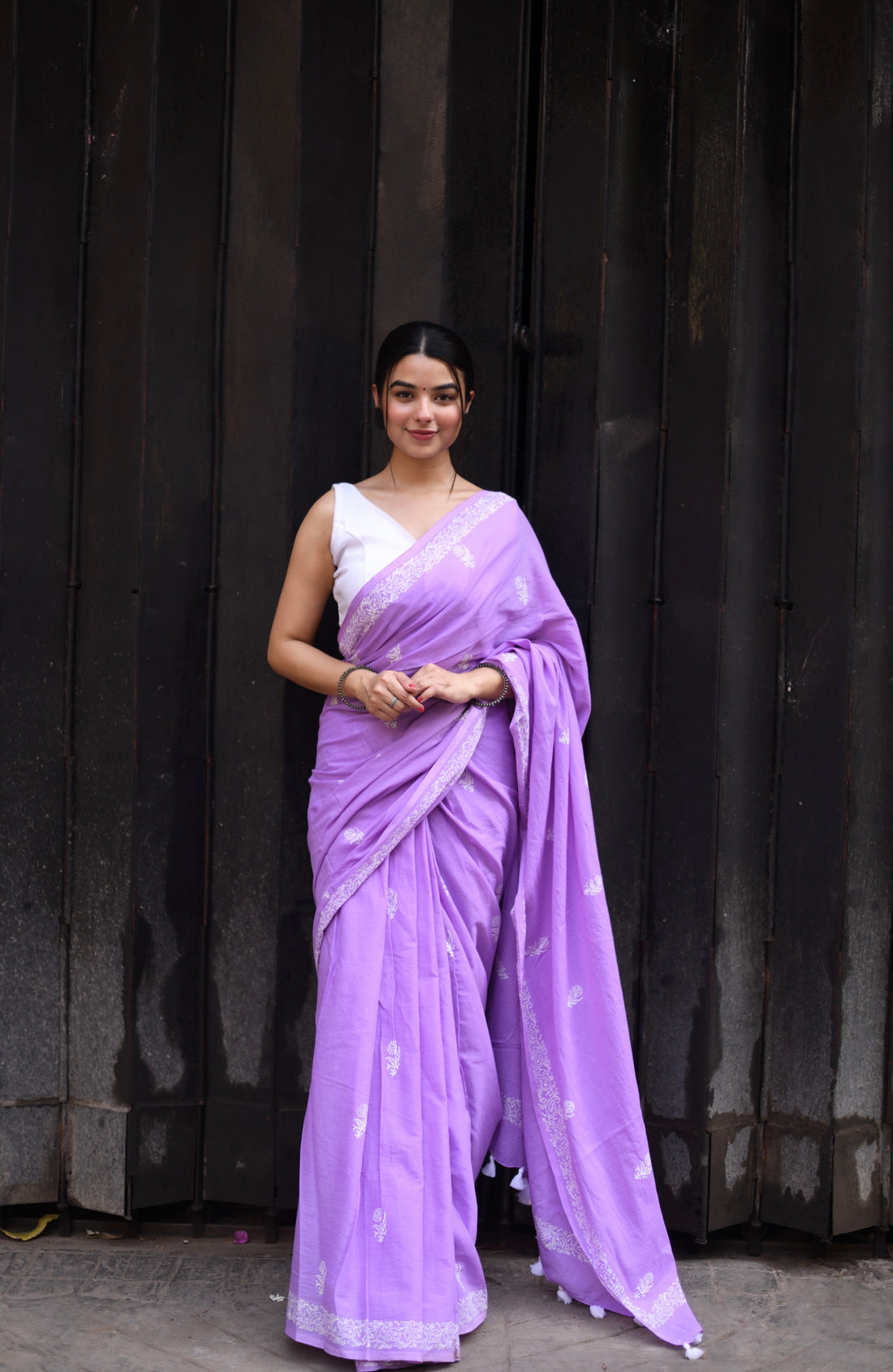 Purple Cotton Ready-to-Wear Saree 450