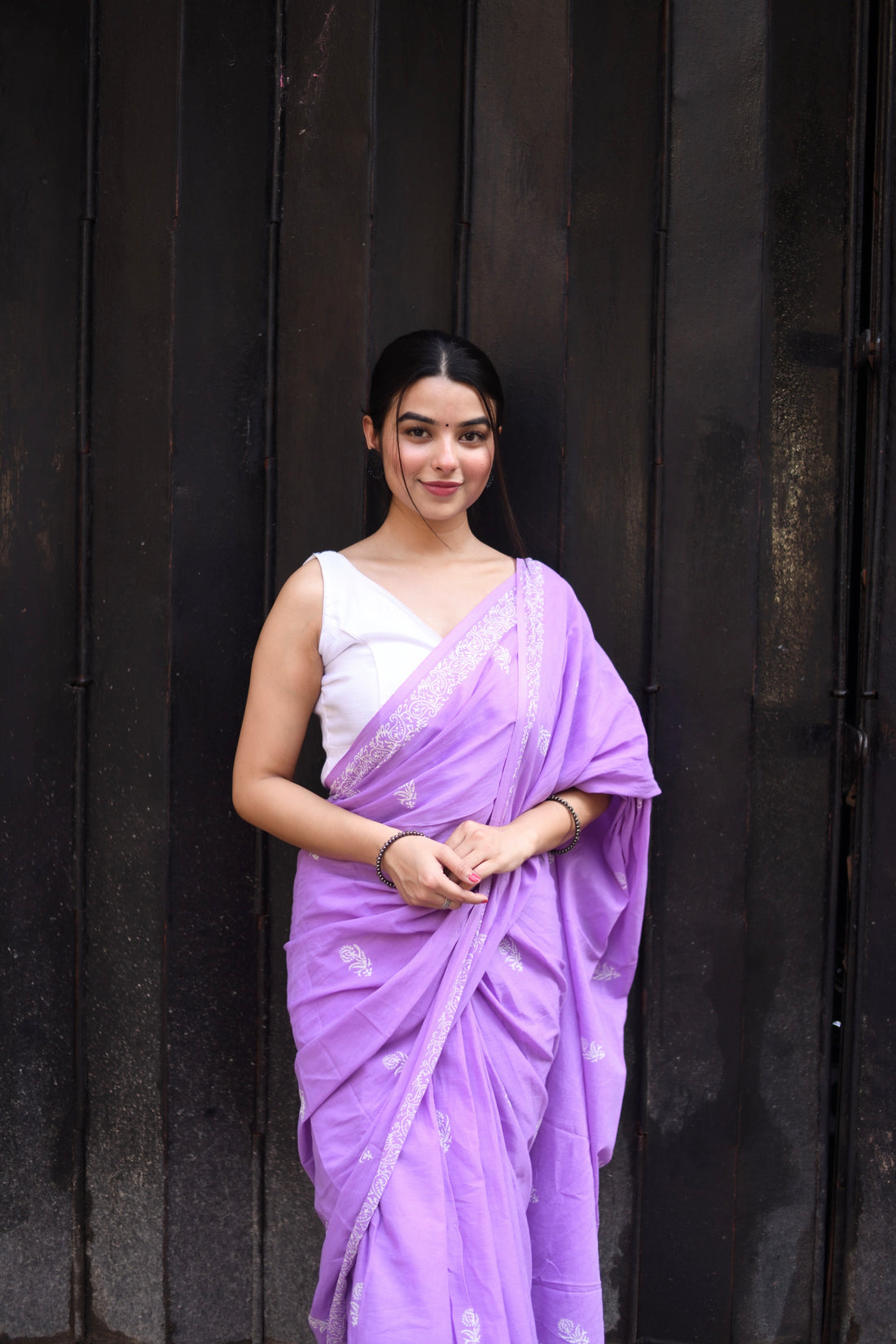 Purple Cotton Ready-to-Wear Saree 450
