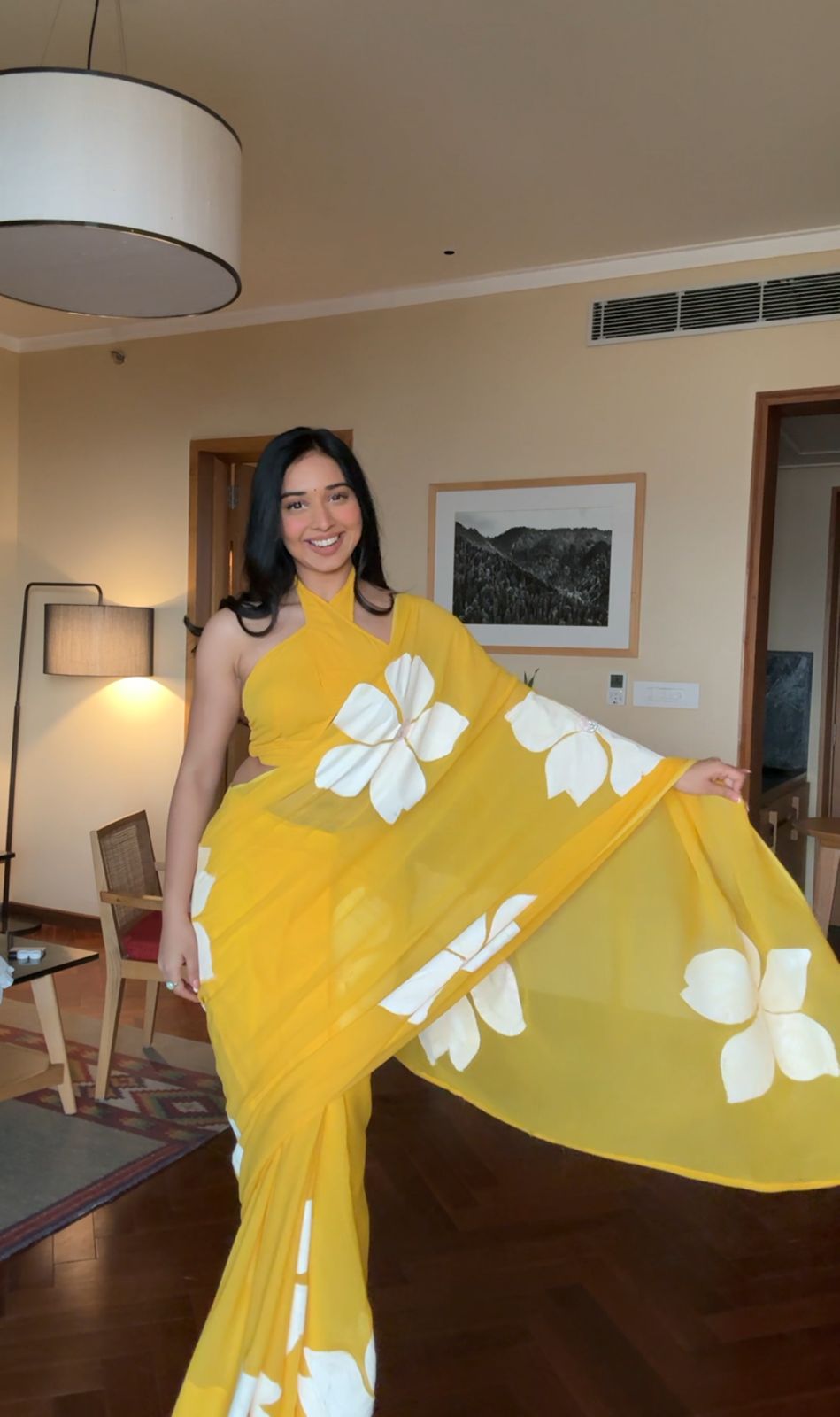 Yellow Printed Ready-to-Wear Saree 264