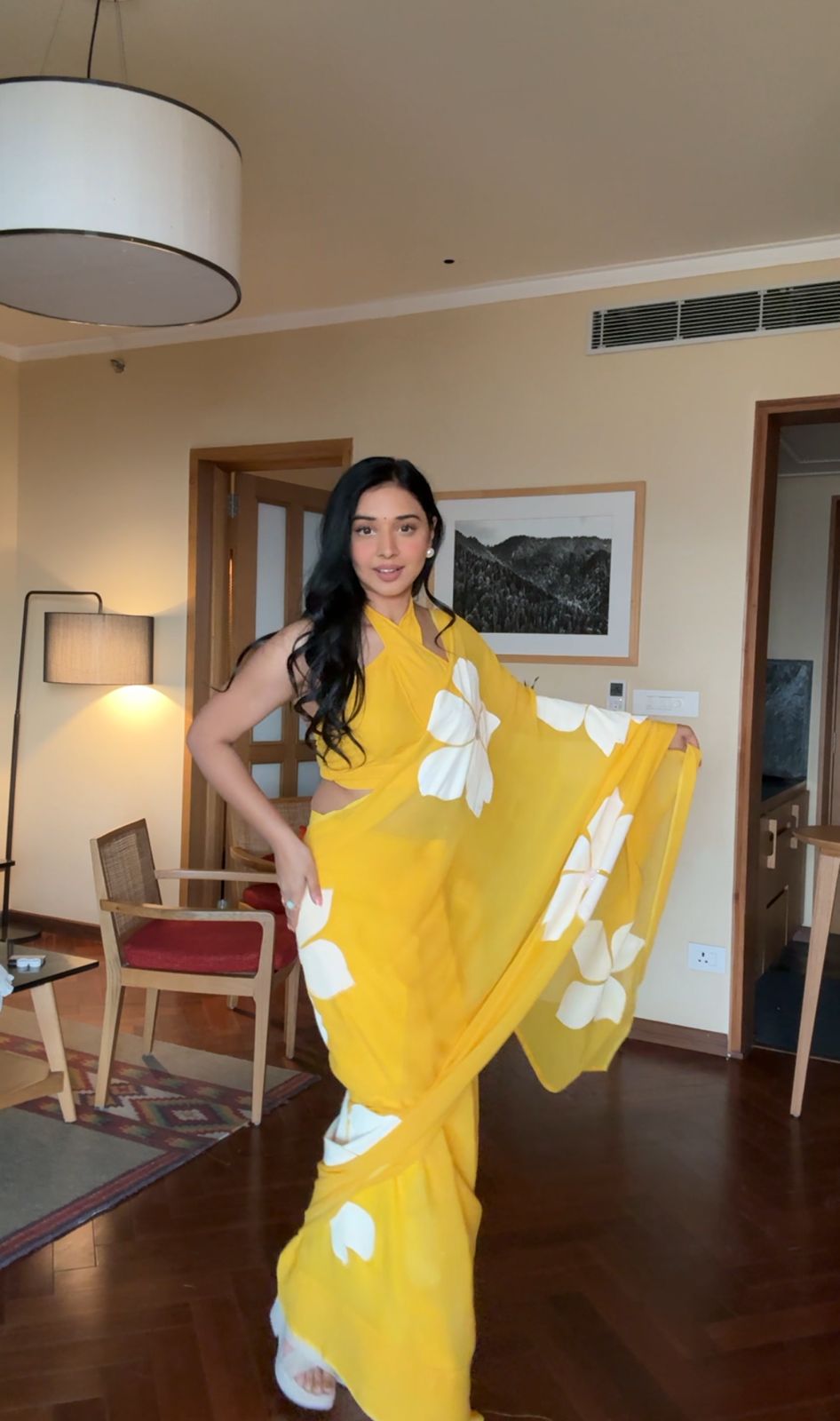 Yellow Printed Ready-to-Wear Saree 264