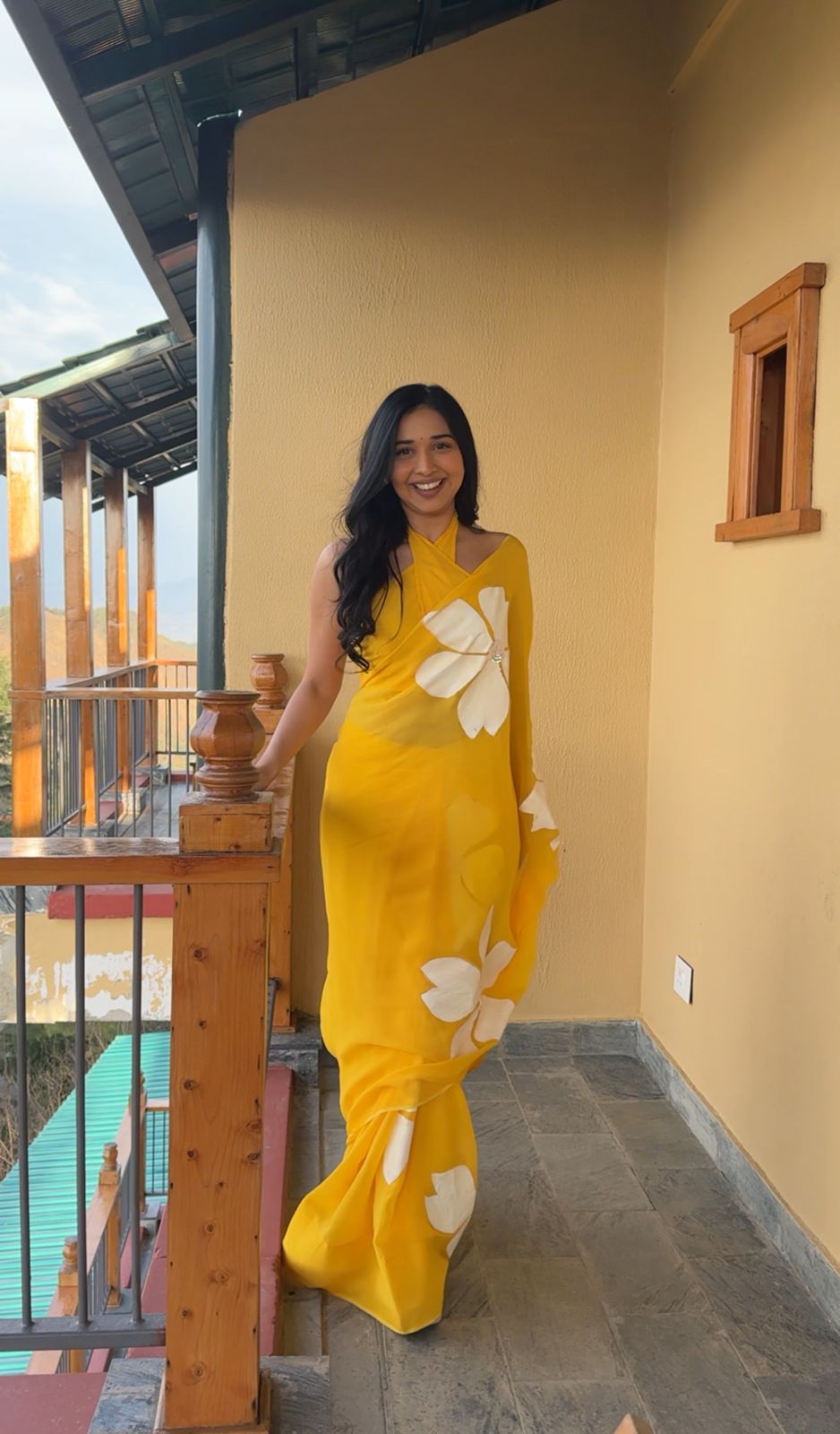 Yellow Printed Ready-to-Wear Saree 264