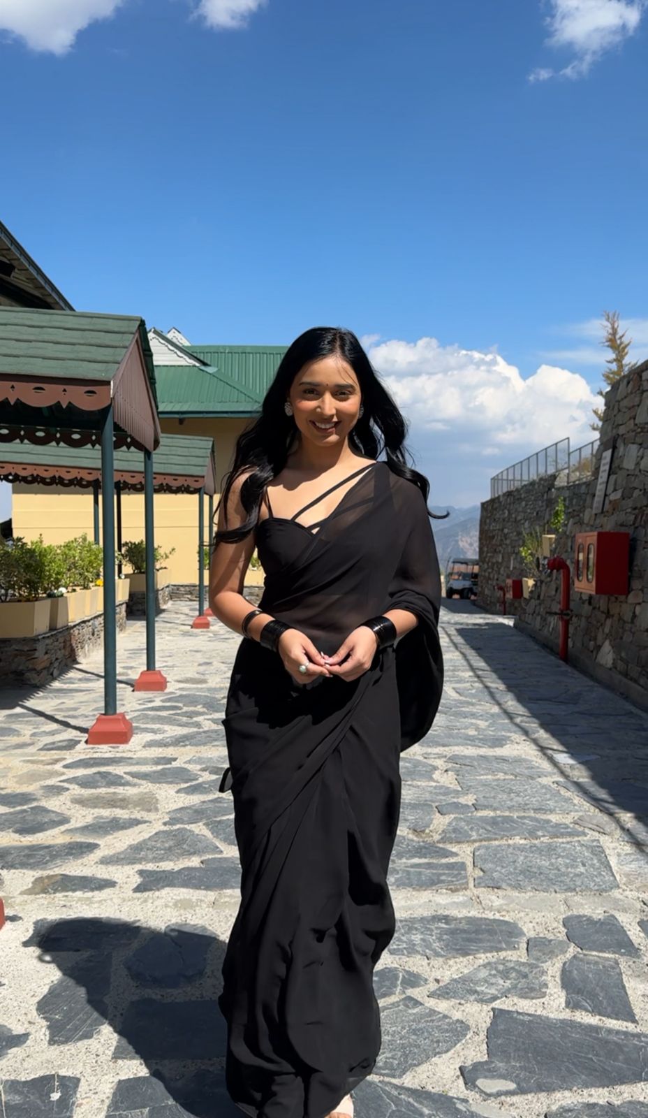 Black plain Ready-to-Wear Saree 248