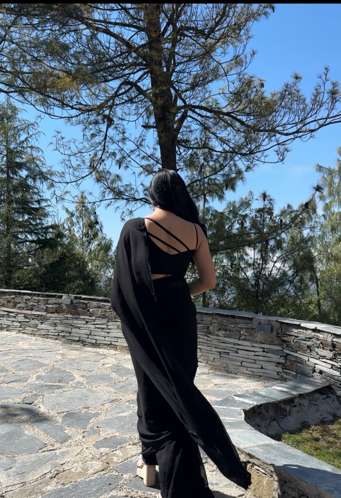 Black plain Ready-to-Wear Saree 248