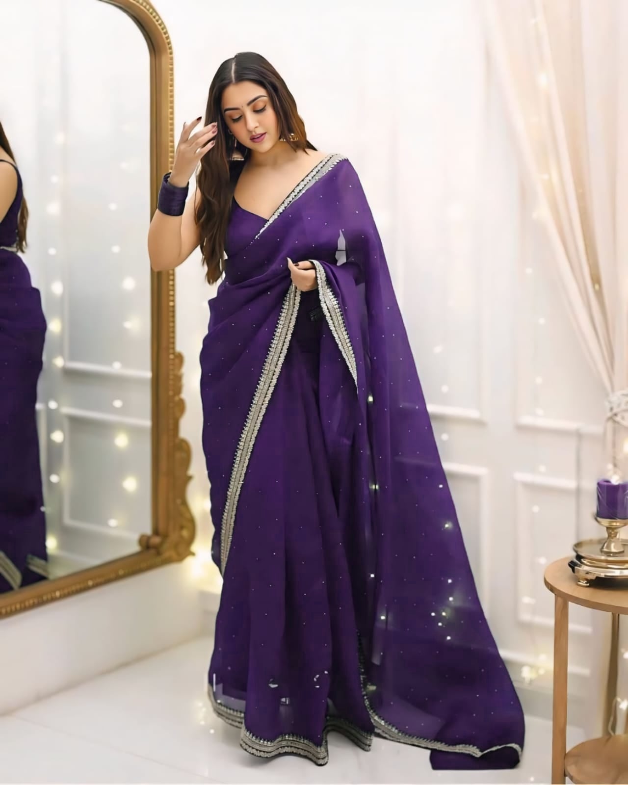 Purple Net Ready-to-Wear Saree 385