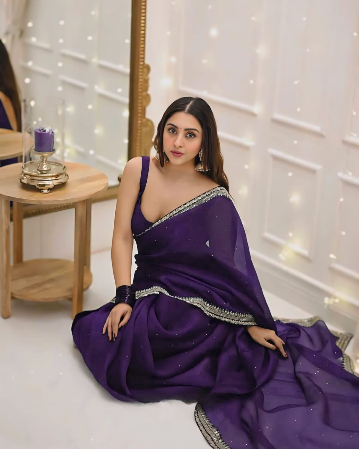 Purple Net Ready-to-Wear Saree 385