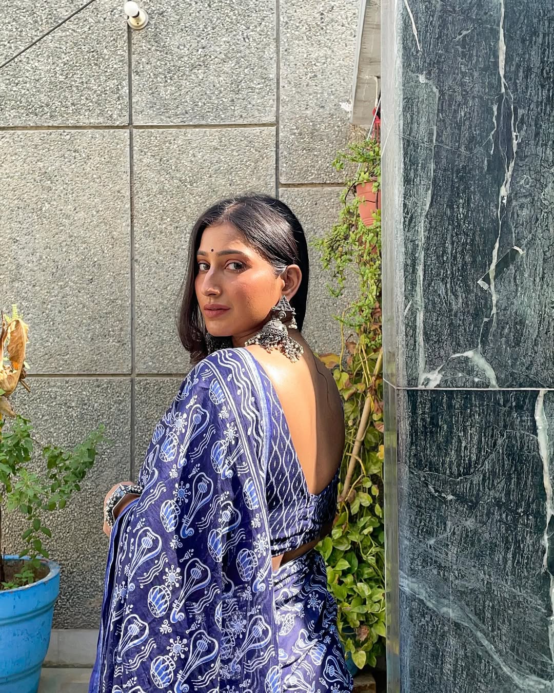 Blue Cotton Ready-to-Wear Saree 425