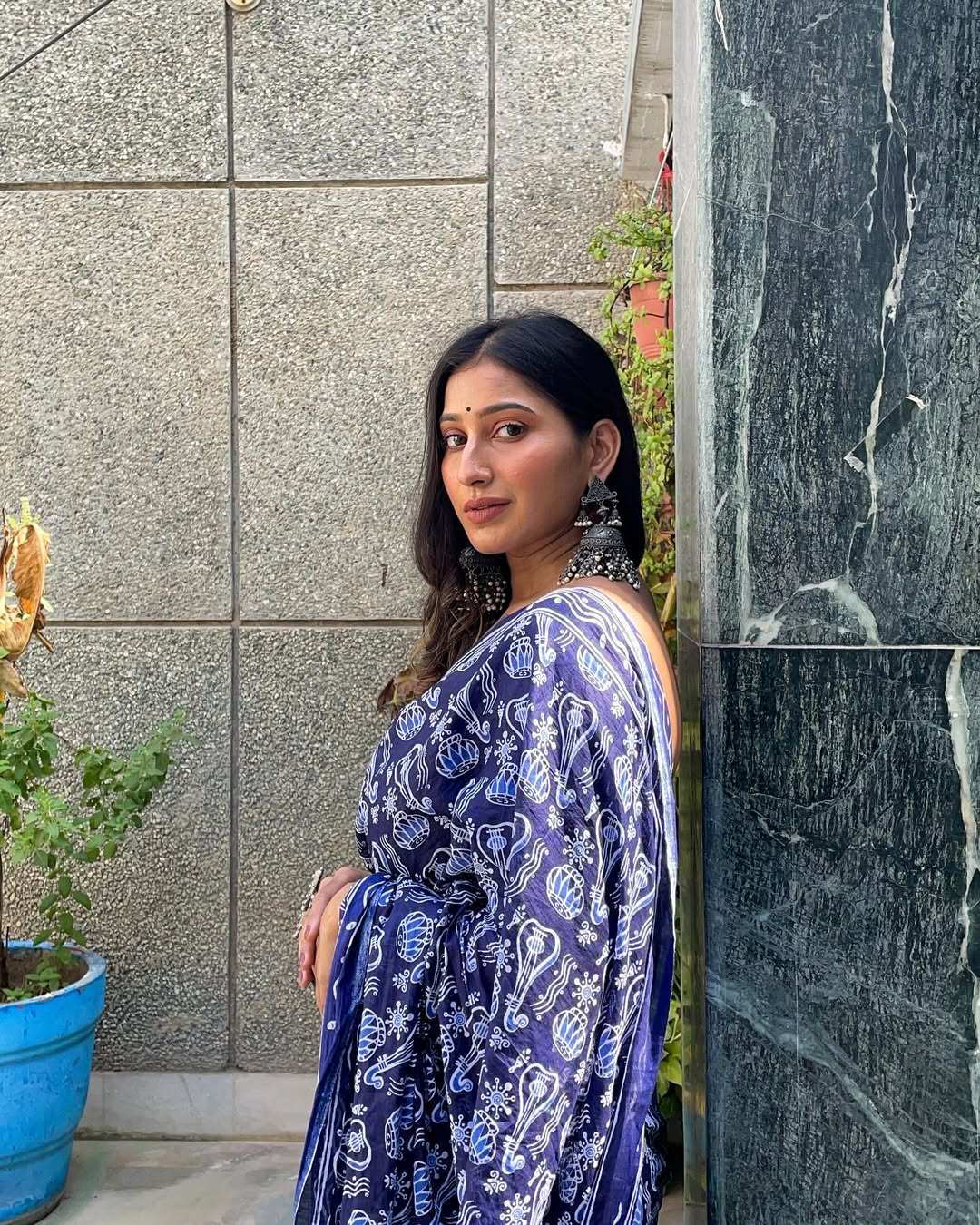 Blue Cotton Ready-to-Wear Saree 425