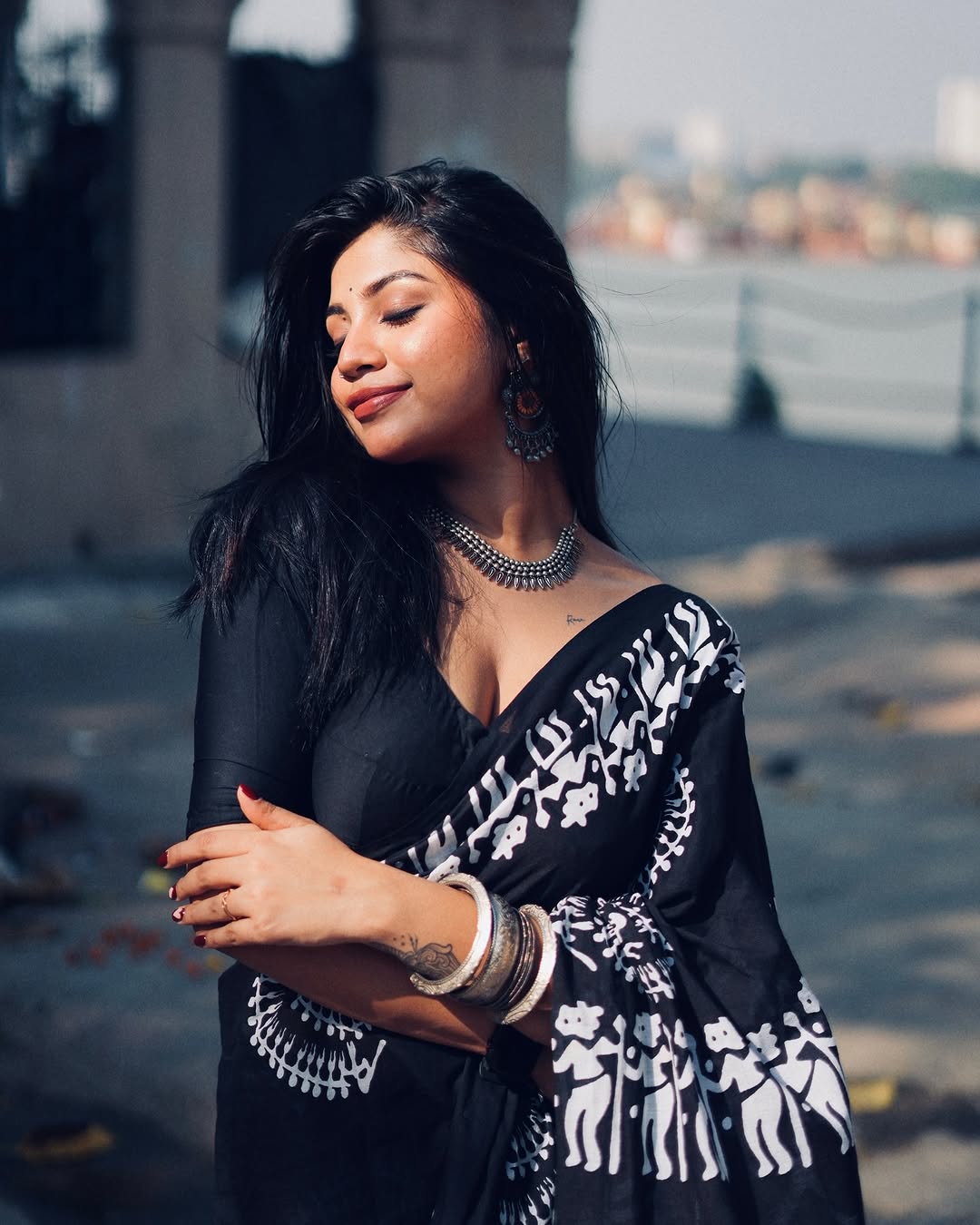 Black Cotton Ready-to-Wear Saree 403