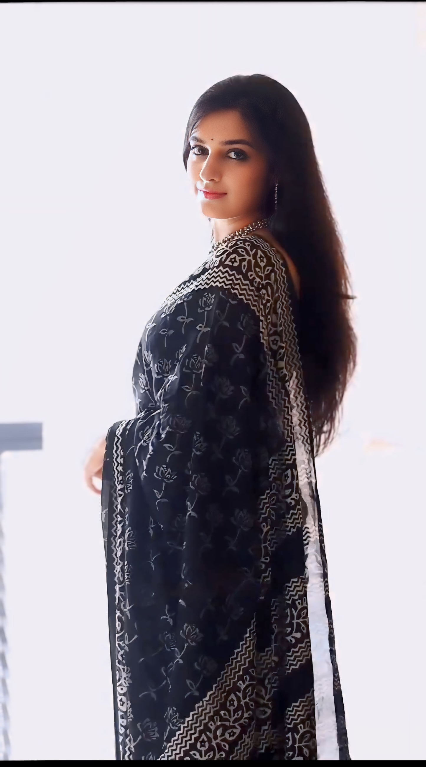 Black Cotton Ready-to-Wear Saree 321