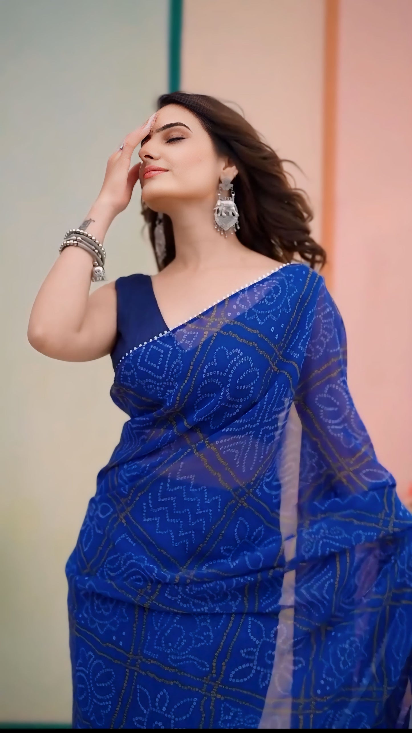 Blue Bandhani Saree Ready-to-Wear Saree 332