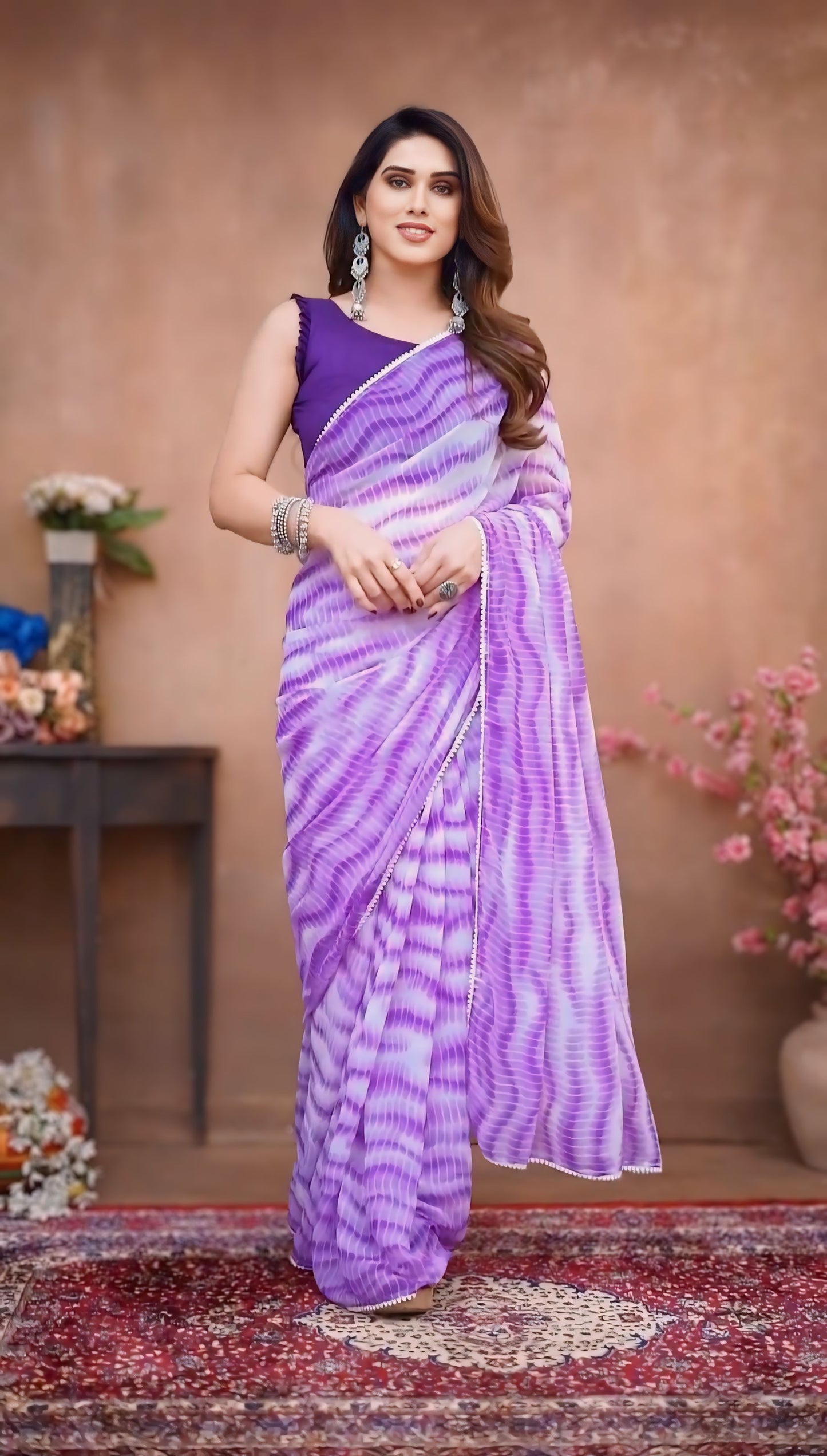 Purple Printed Ready-to-Wear Saree 337