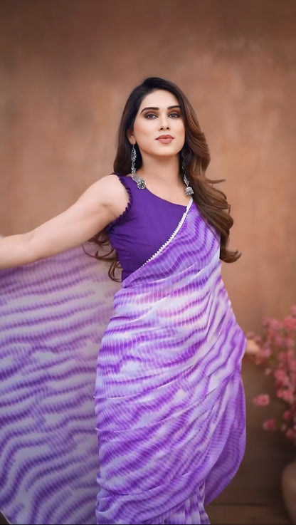 Purple Printed Ready-to-Wear Saree 337
