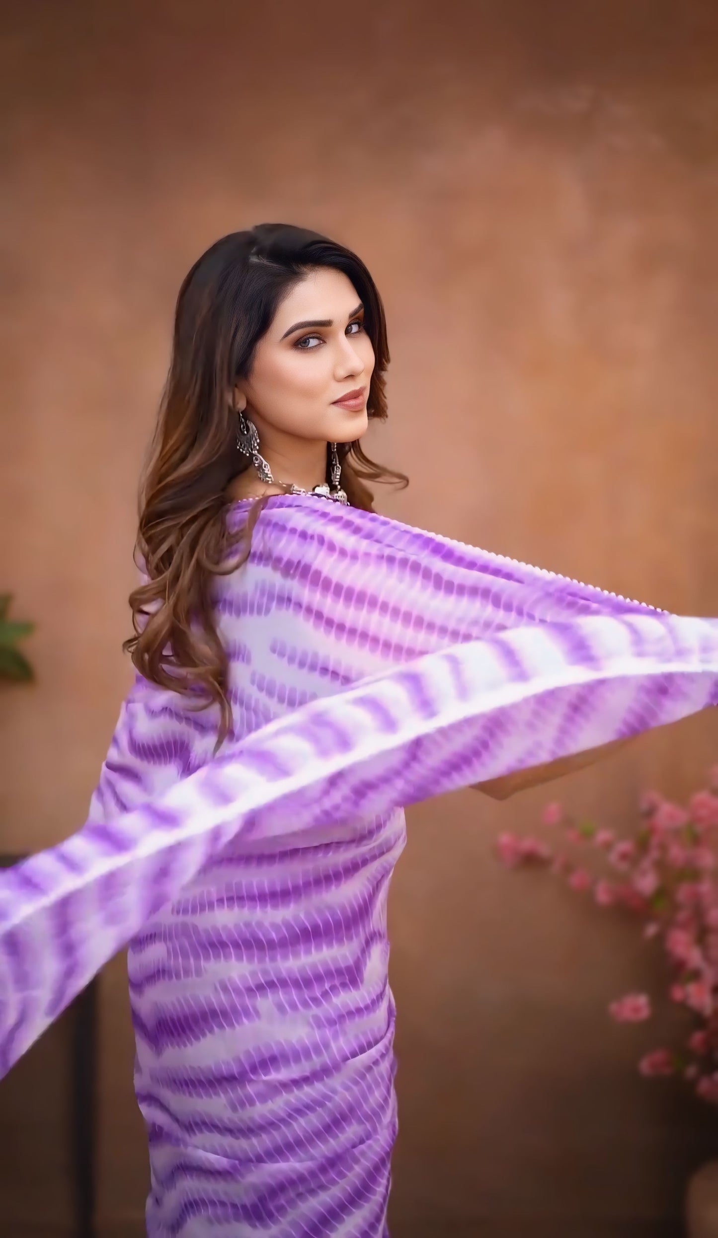 Purple Printed Ready-to-Wear Saree 337