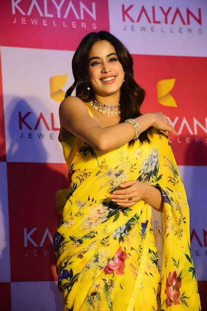 YellowFloral Printed Ready-to-Wear Saree 338-1