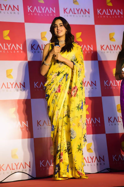 YellowFloral Printed Ready-to-Wear Saree 338-1