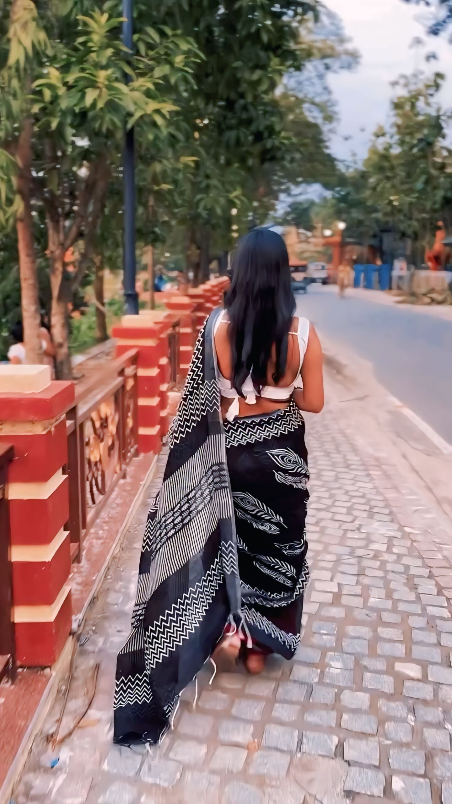 Black Cotton Ready-to-Wear Saree 391