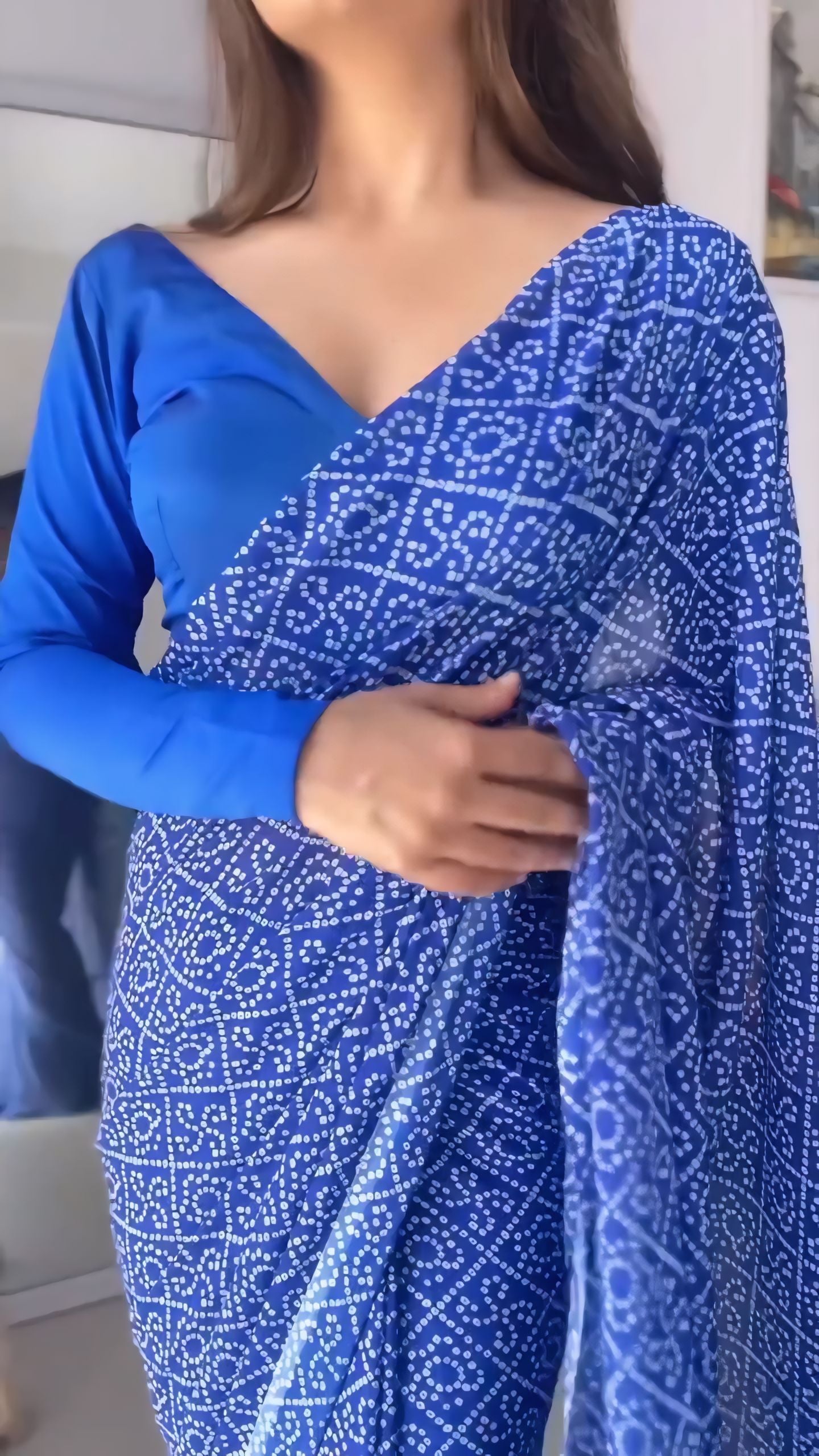 Blue Spark Bandhani Saree Ready-to-Wear Saree 412