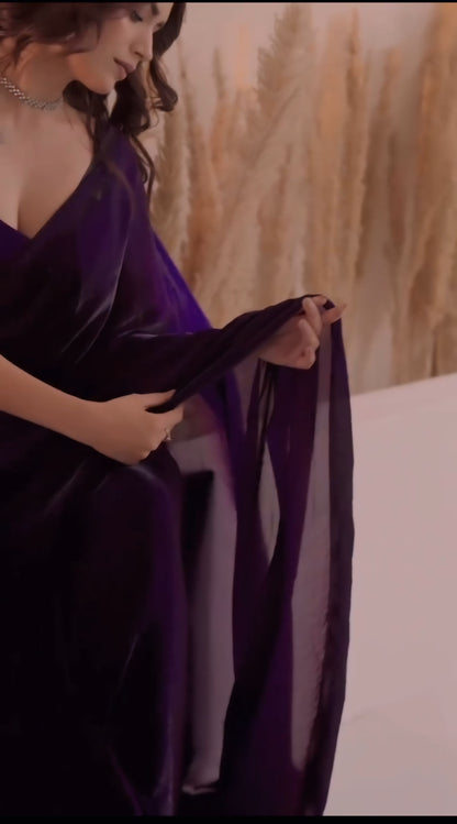 Purple premium Ready-to-Wear Saree 418