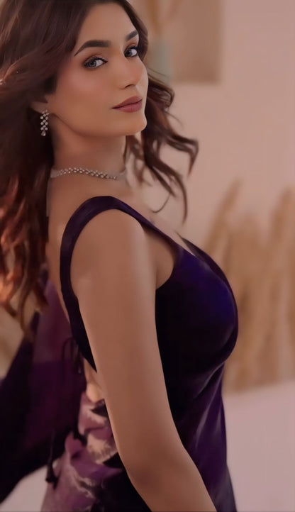 Purple premium Ready-to-Wear Saree 418