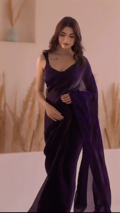 Purple premium Ready-to-Wear Saree 418