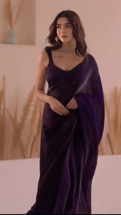 Purple premium Ready-to-Wear Saree 418
