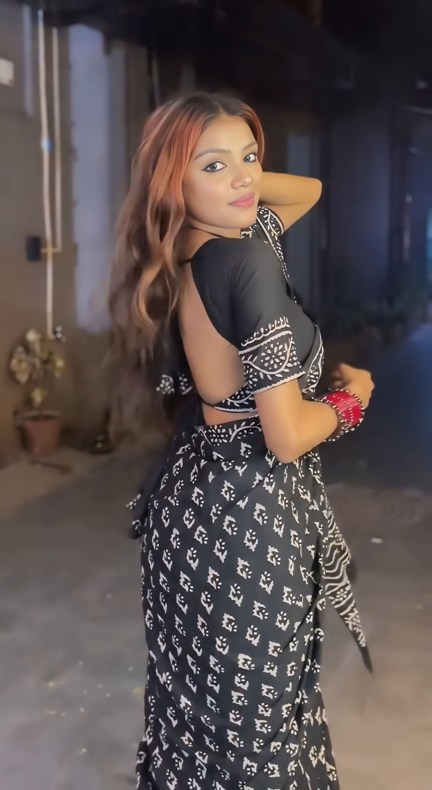 Black Cotton Ready-to-Wear Saree 431